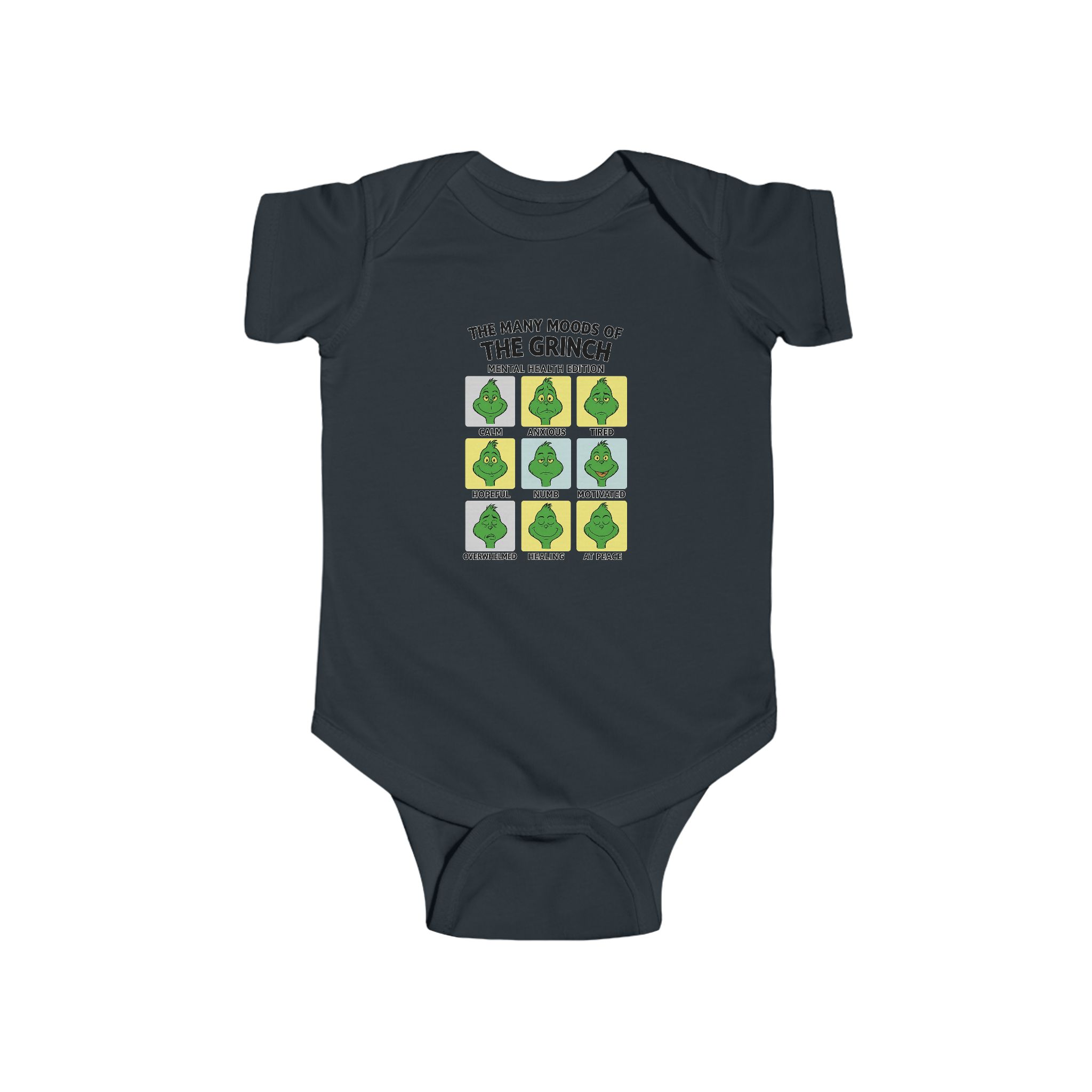 Grinch Mood Chart Baby Bodysuit — "The Many Moods of The Grinch" Infant Onesie - Image 7