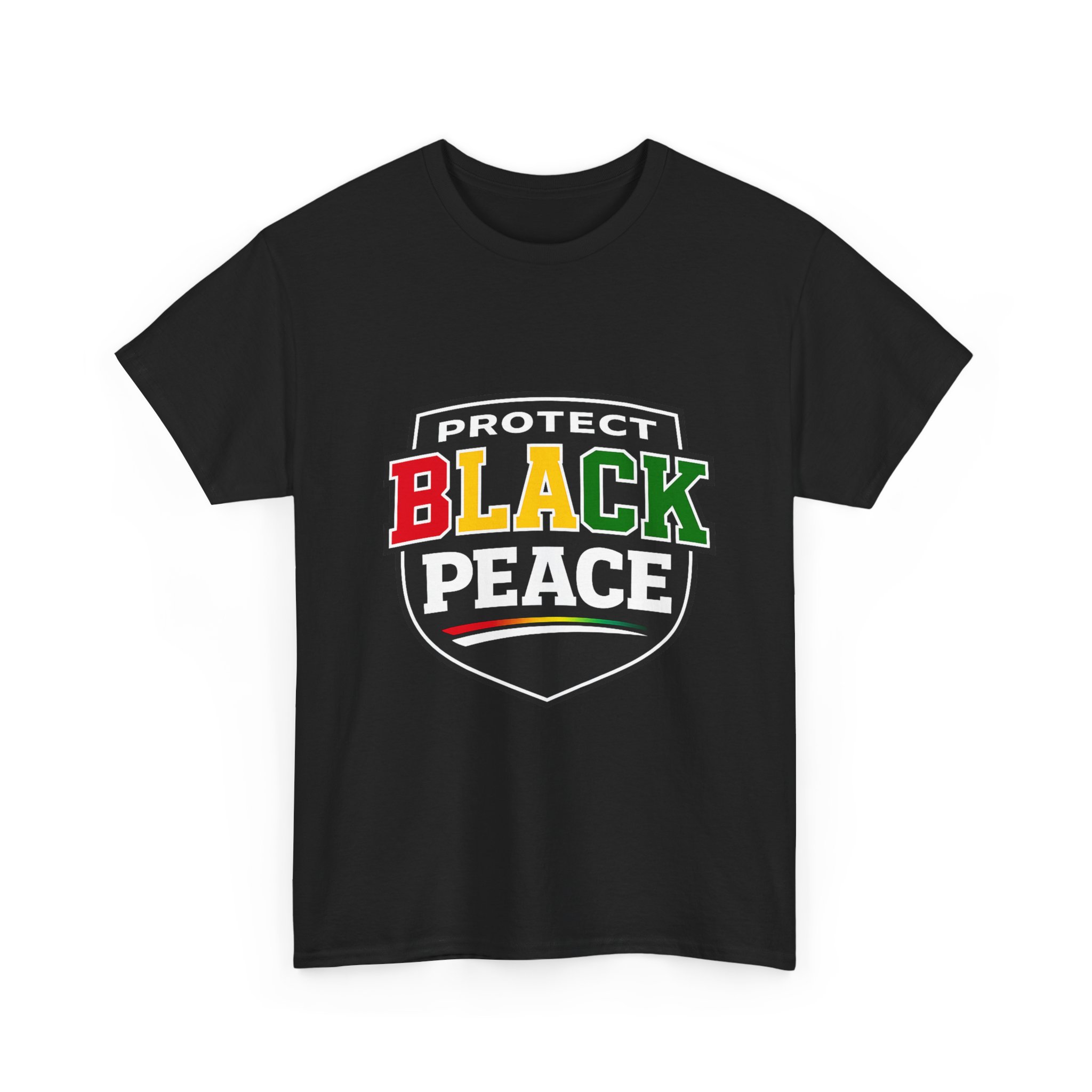 Protect Black Peace T-Shirt — Rasta Colors Shield Tee - Image 7