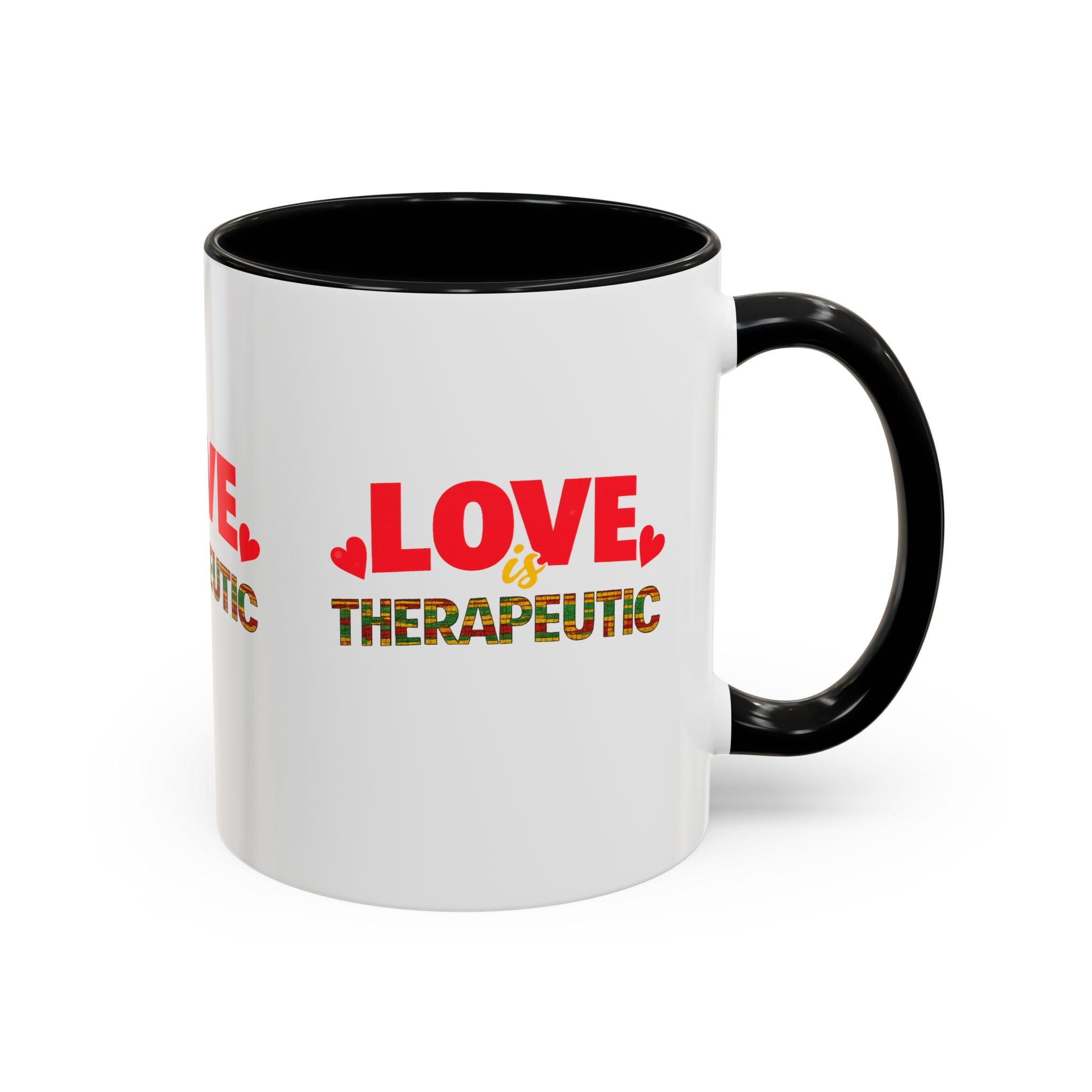 Love Is Therapeutic Accent Coffee Mug | Black Love Collection | Black History Month & Valentine’s Day Mug - Image 2