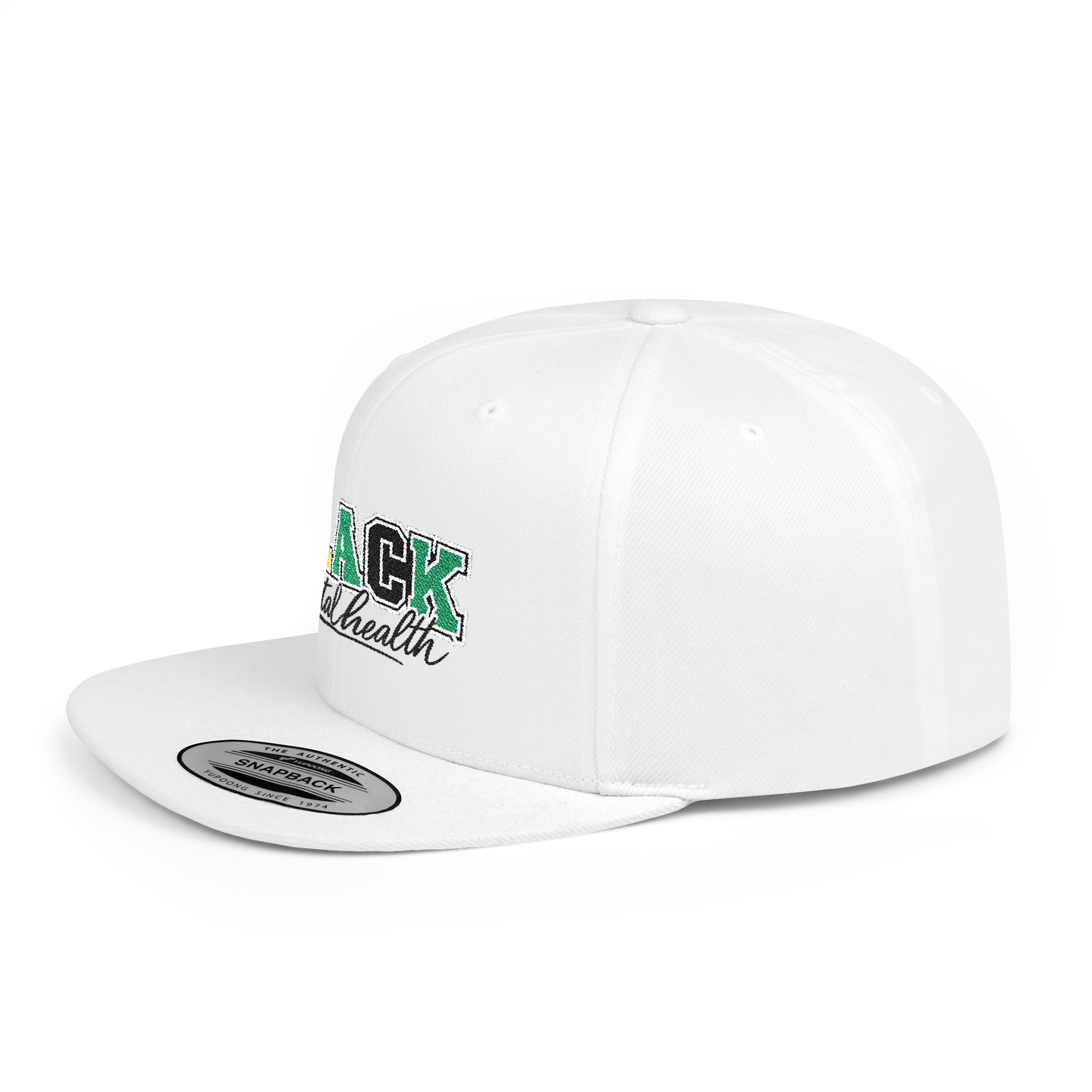 Snapback Hat — "BLACK mental health" Embroidered Flat Bill Cap (Support Black Mental Health) - Image 3