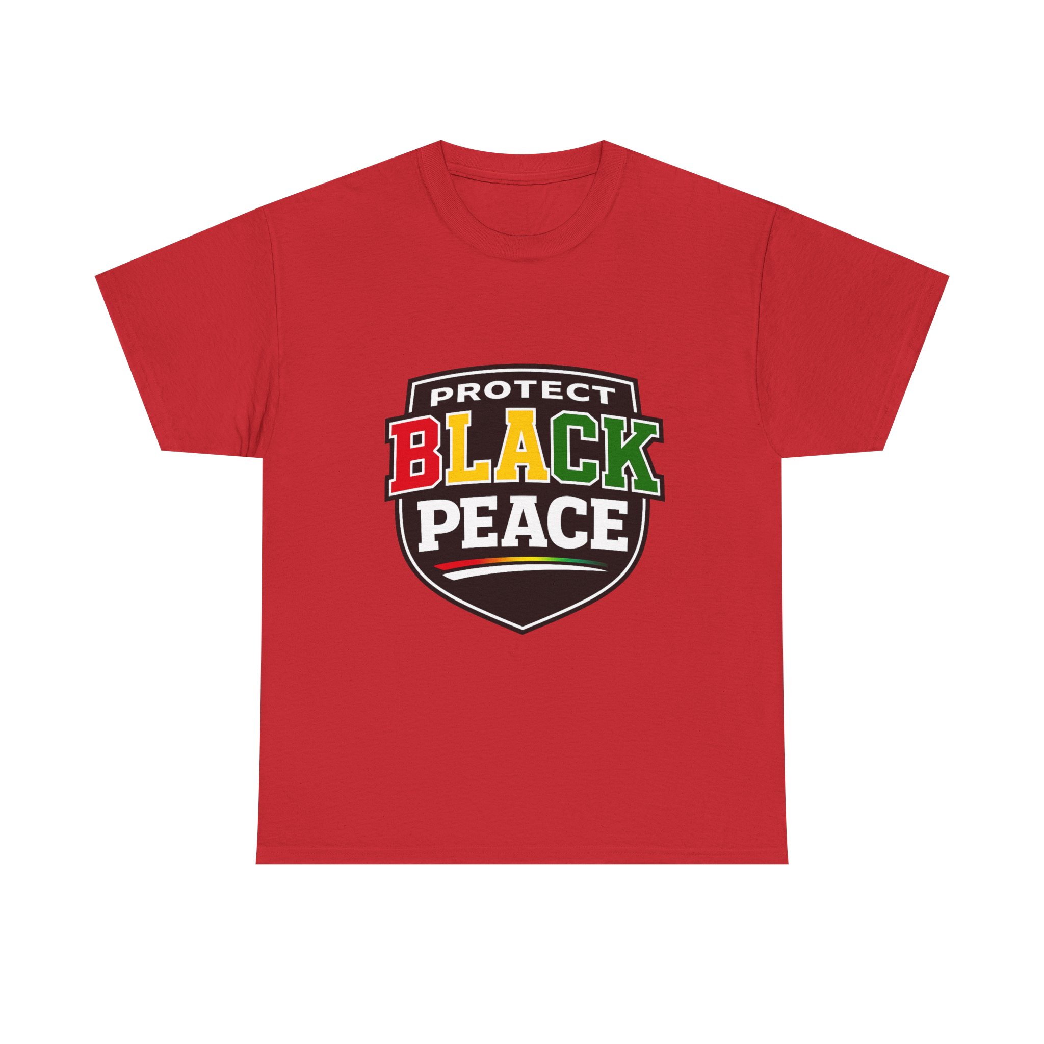 Protect Black Peace T-Shirt — Rasta Colors Shield Tee - Image 17