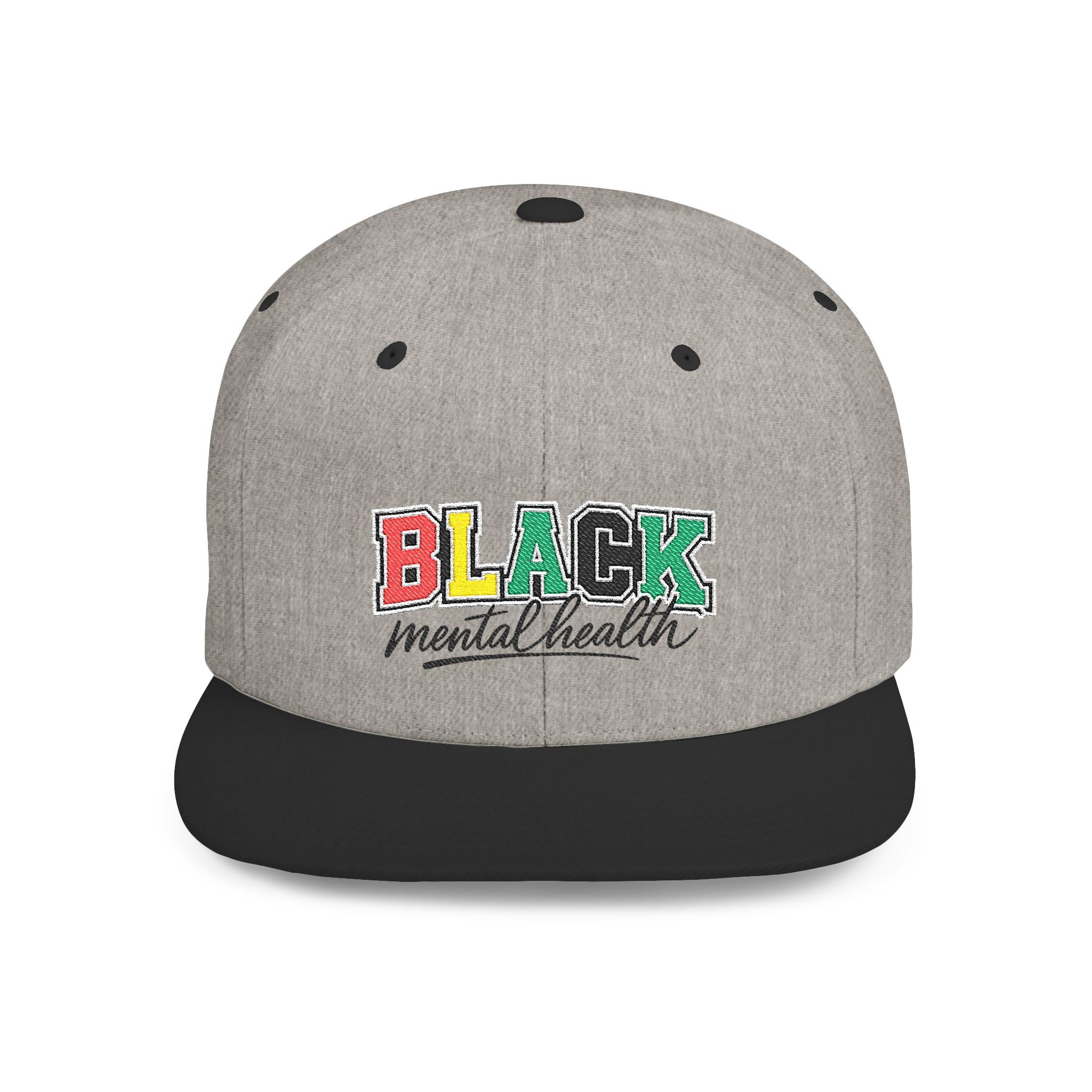 Snapback Hat — "BLACK mental health" Embroidered Flat Bill Cap (Support Black Mental Health) - Image 13