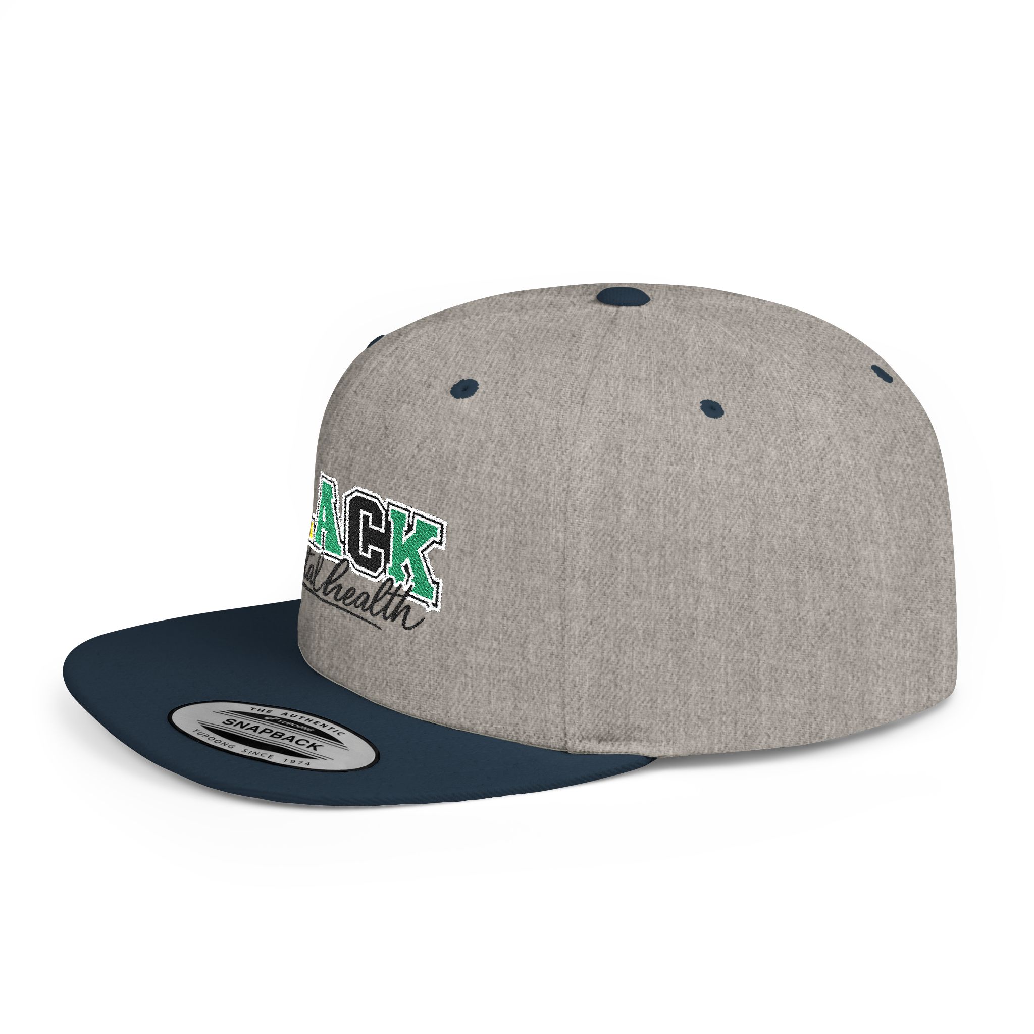 Snapback Hat — "BLACK mental health" Embroidered Flat Bill Cap (Support Black Mental Health) - Image 11
