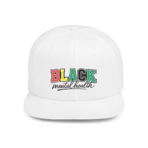 Snapback Hat — "BLACK mental health" Embroidered Flat Bill Cap (Support Black Mental Health)