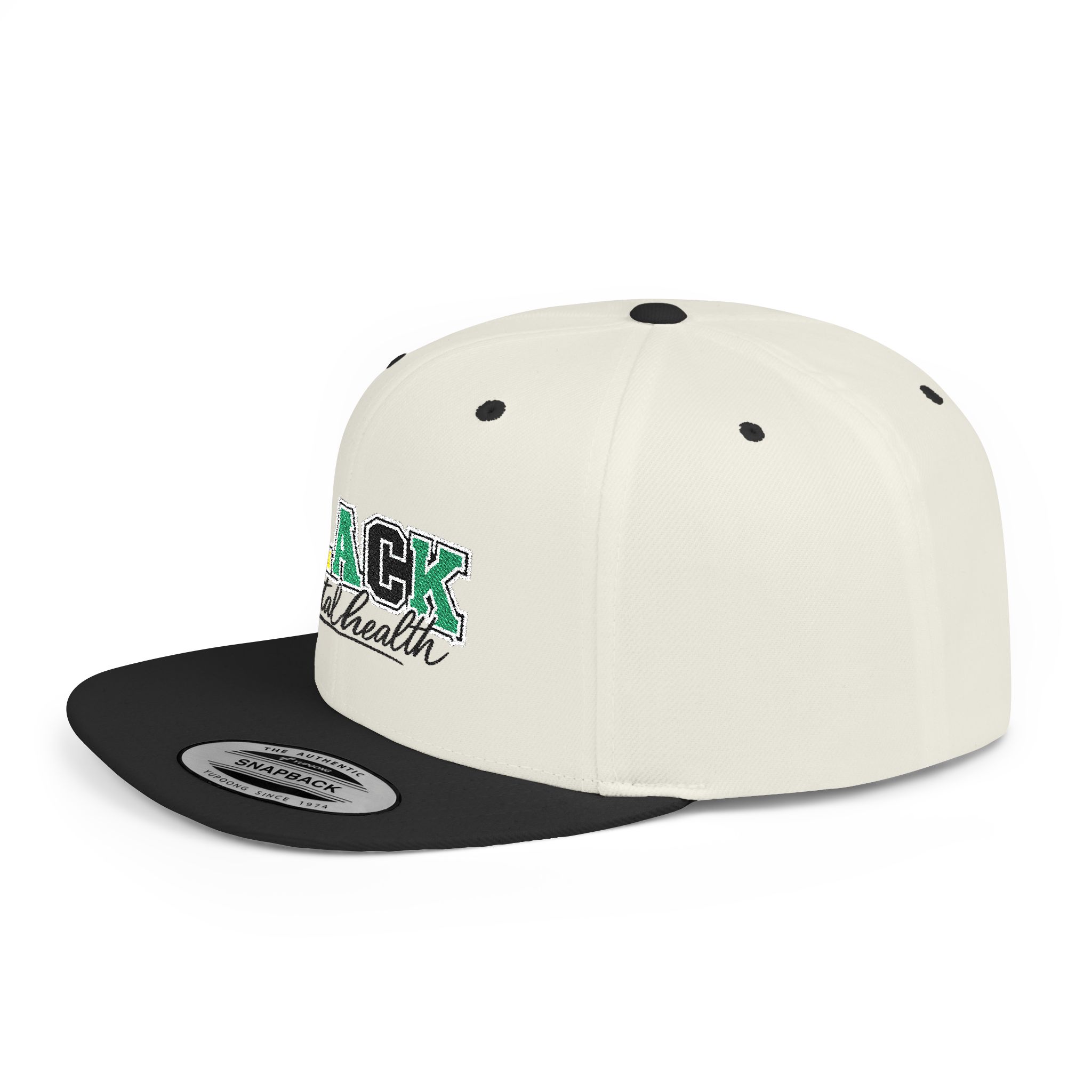 Snapback Hat — "BLACK mental health" Embroidered Flat Bill Cap (Support Black Mental Health) - Image 19