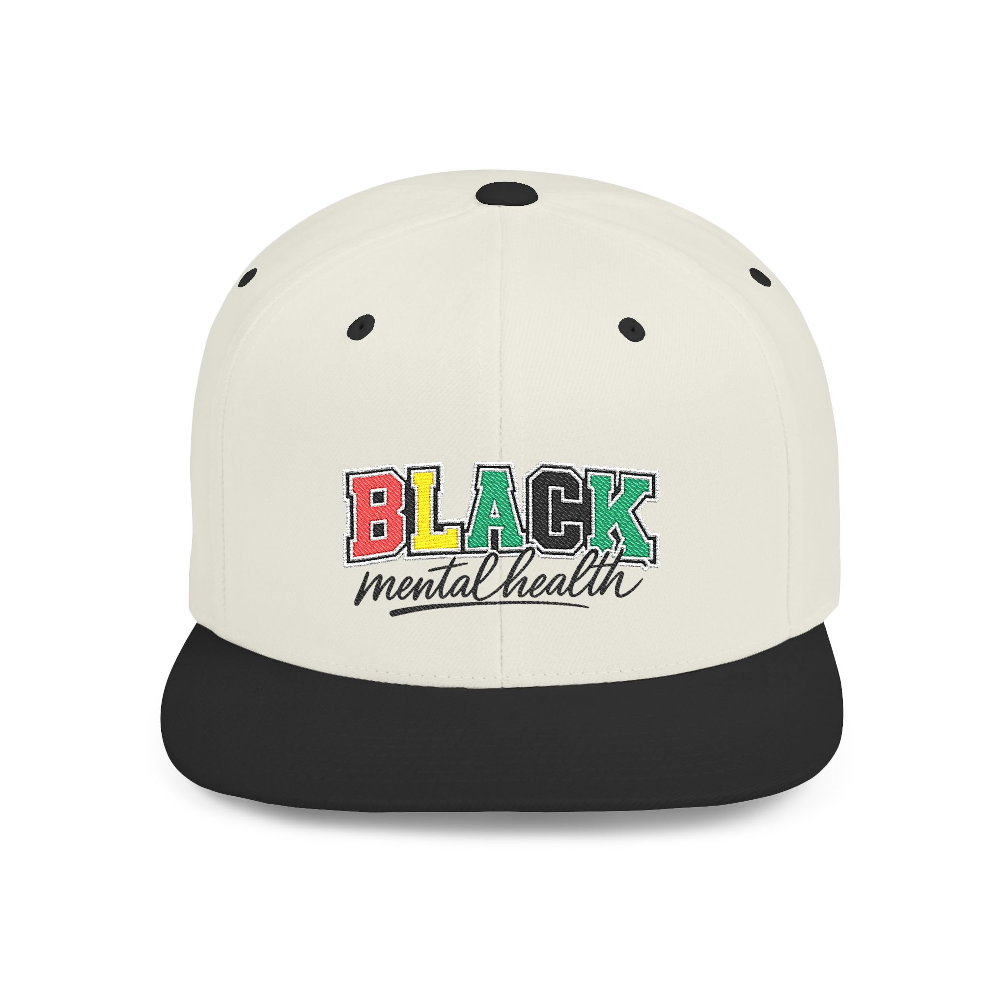 Snapback Hat — "BLACK mental health" Embroidered Flat Bill Cap (Support Black Mental Health) - Image 17