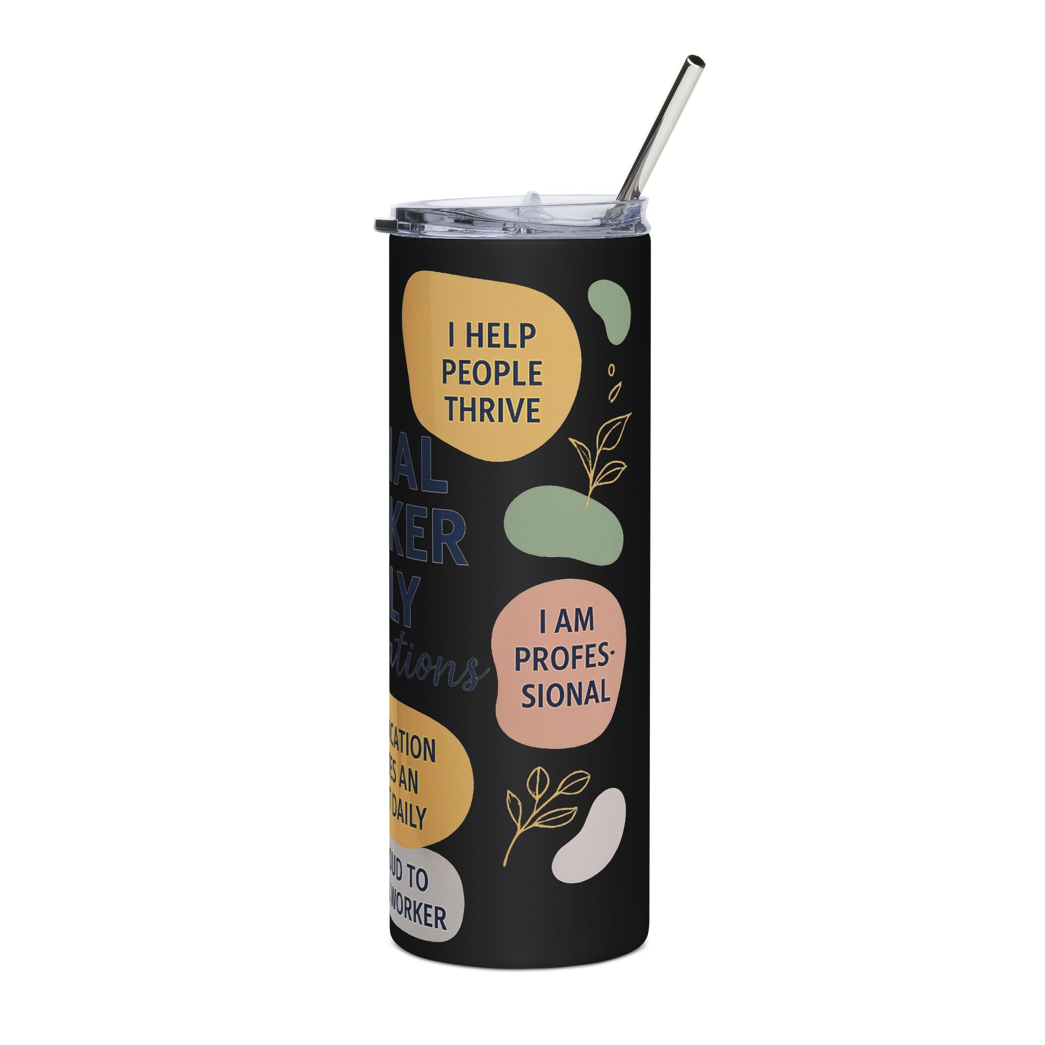 Social Worker Daily Affirmations Tumbler — 20oz Stainless Steel Inspirational Travel Cup - Image 8